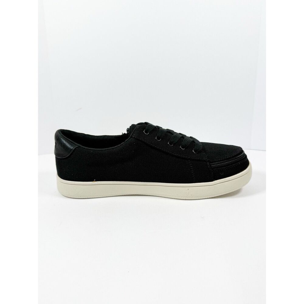 NEW BILLY Footwear Sneaker II Lace-Up Low Top Zip-On Canvas Sporty Black White 7 - Picture 10 of 11